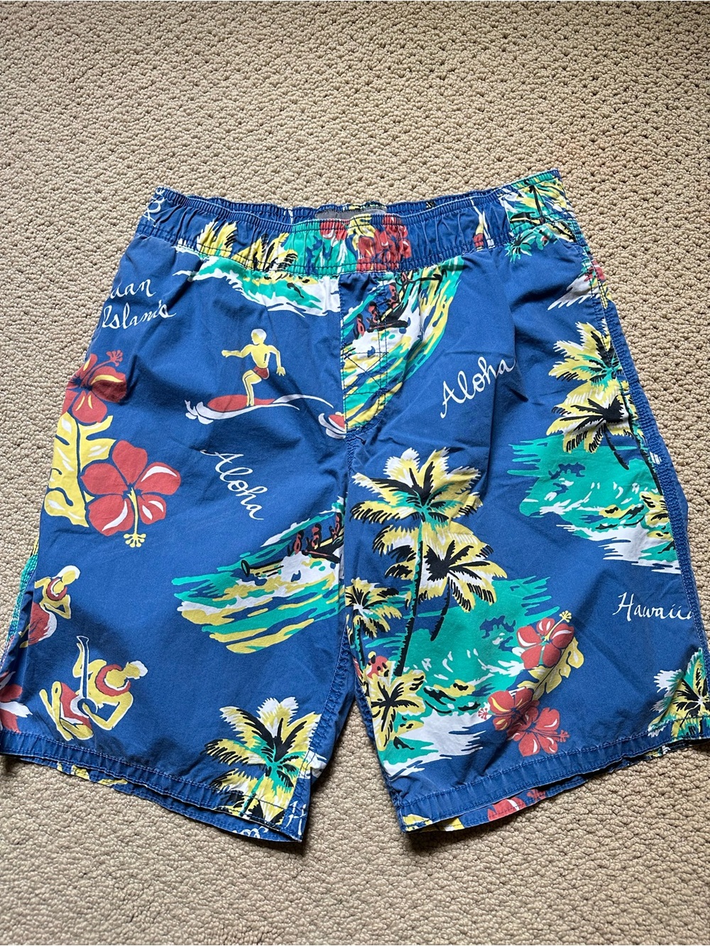 Vintage Style Old Navy Hawaiian Aloha Print Swim‎ Shorts Sz S